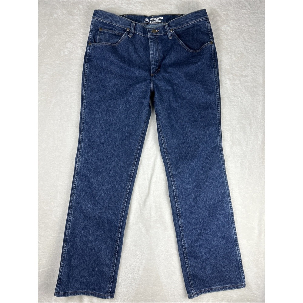 Wrangler Jeans Mens Slim Fit Advanced Comfort 36 X 32 Blue Denim Cowboy